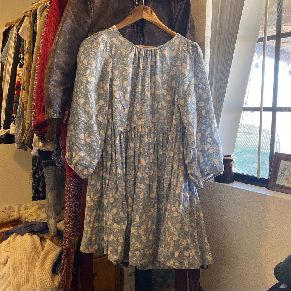 Free People Linen Flouncy Mini Babydoll Dress